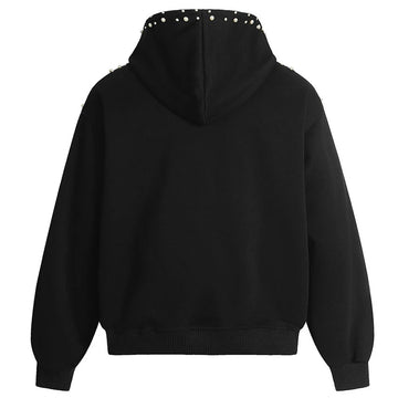 Black Pearl Studded Streetwear Hoodie